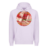 Lilac african fabric pattern round earrings 2 Premium Hoodie - BundleAndBundleShop