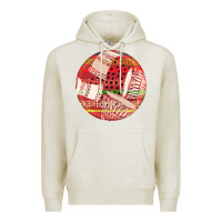 Oatmeal Heather african fabric pattern round earrings 2 Premium Hoodie - BundleAndBundleShop