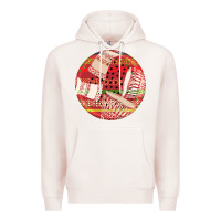 Pale Pink african fabric pattern round earrings 2 Premium Hoodie - BundleAndBundleShop