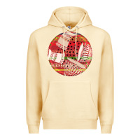 Pina Colada african fabric pattern round earrings 2 Premium Hoodie - BundleAndBundleShop