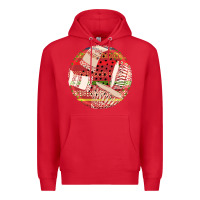 Red african fabric pattern round earrings 2 Premium Hoodie - BundleAndBundleShop