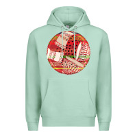 Seafoam african fabric pattern round earrings 2 Premium Hoodie - BundleAndBundleShop