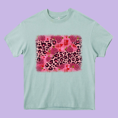 Valentine's Day Roses Leopard Background Heavy Core Tee Designed By Jahusdesignshop