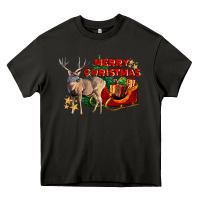 Asphalt Merry Christmas Deer Heavy Core Tee - LillyAllenDesigns