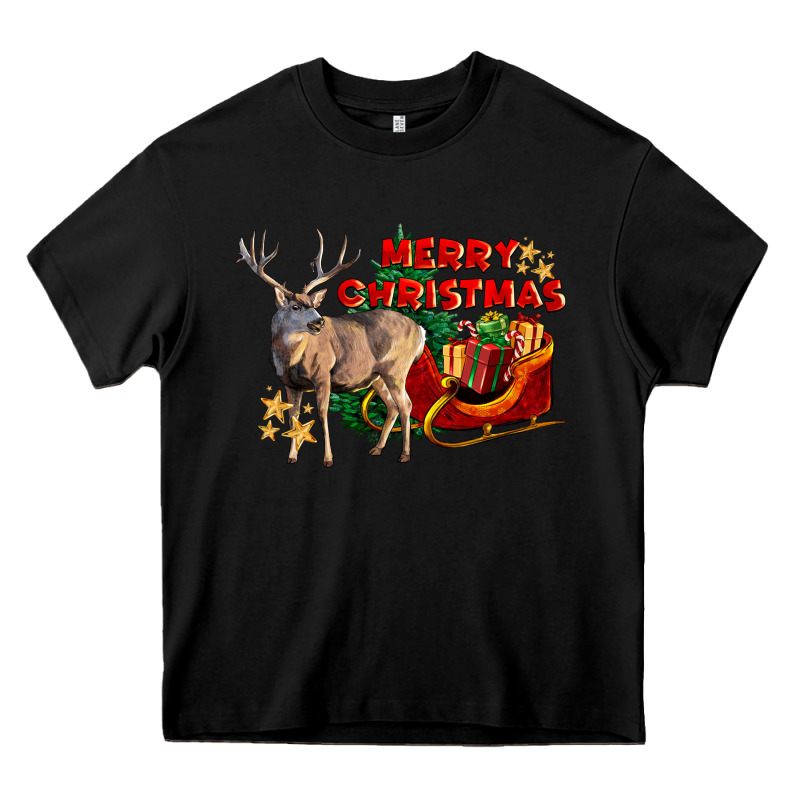 Merry Christmas Deer Heavy Core Tee by LillyAllenDesigns | Teevron
