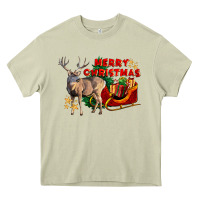 Mossy Merry Christmas Deer Heavy Core Tee - LillyAllenDesigns