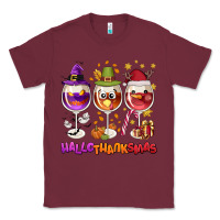 Burgundy Hallothanksmas wine glasses Classic Tee - NancyCooperArtShop