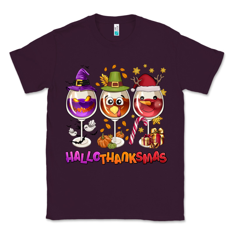 Hallothanksmas Wine Glasses Classic Tee by NancyCooperArtShop | Teevron