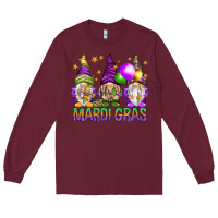 Burgundy mardi gras with gnomies Long Sleeve Tee - HowdyJamesFarm