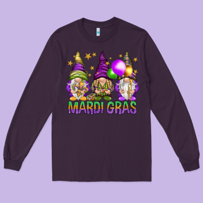 Mardi Gras With Gnomies Long Sleeve Tee Designed By Howdyjamesfarm