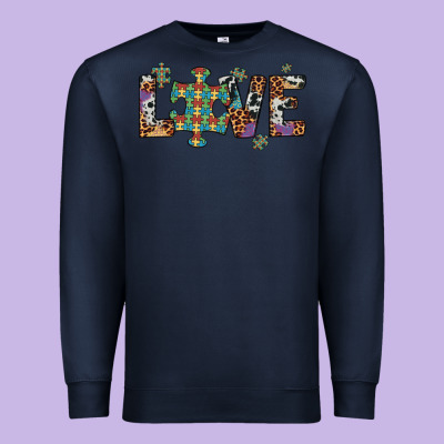 Love Autism Awareness Leopard Cowhide Premium Sweatshirt Designed By Artiststas