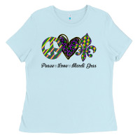 Baby Blue mardi gras love peace Ladies Tee - Bettercallsaul