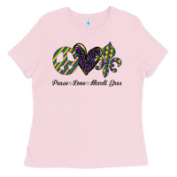 Bubblegum Pink mardi gras love peace Ladies Tee - Bettercallsaul