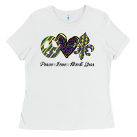 White mardi gras love peace Ladies Tee - Bettercallsaul