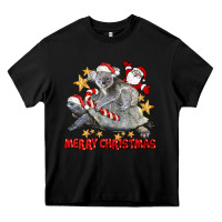 Black Merry Christmas Tortoise And Koala Heavy Core Tee - LillyAllenDesigns