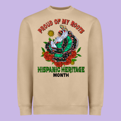 Traditional Lady Hispanic Heritage Month Heavyweight Sweatshirt Designed By Bundleandbundleshop