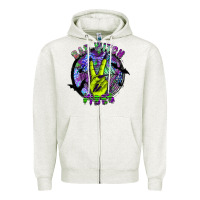 Oatmeal Heather bad witch vibes Zipper Hoodie - SublimationCraftShop