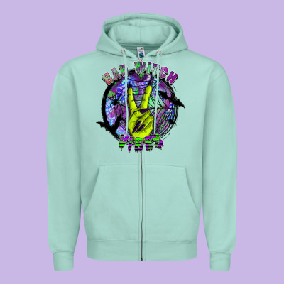 Bad Witch Vibes Zipper Hoodie Designed By Sublimationcraftshop