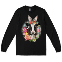 Black Happy Easter Cow Easter Day Long Sleeve Tee - CowGirlArtShop