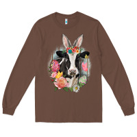 Chestnut Happy Easter Cow Easter Day Long Sleeve Tee - CowGirlArtShop
