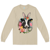 Mushroom Happy Easter Cow Easter Day Long Sleeve Tee - CowGirlArtShop
