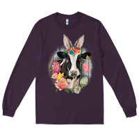 Plum Happy Easter Cow Easter Day Long Sleeve Tee - CowGirlArtShop