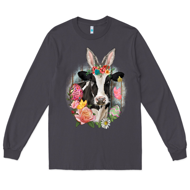 Happy Easter Cow Easter Day Long Sleeve Tee by CowGirlArtShop | Teevron