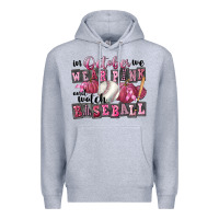 Heather Grey in october we wear pink and watch  baseball Premium Hoodie - FaDigitalArtStudio