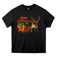 Black merry christmas two deers Heavy Core Tee - LillyAllenDesigns