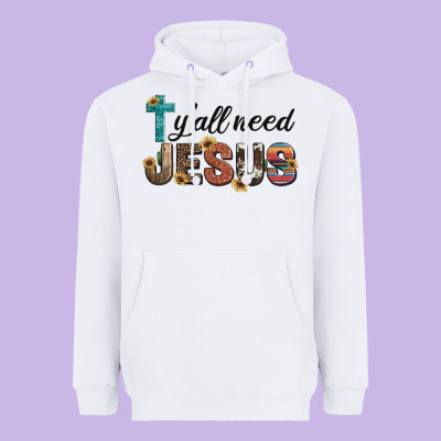 Y'all Need Jesus Heavyweight Hoodie Designed By Artiststas