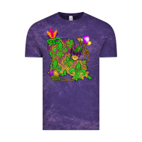 Cloud Purple Louisiana Map Mardi Gras Vintage Tee - HowdyJamesFarm