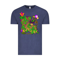Vintage Denim Louisiana Map Mardi Gras Vintage Tee - HowdyJamesFarm