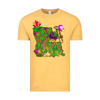 Vintage Mustard Louisiana Map Mardi Gras Vintage Tee - HowdyJamesFarm