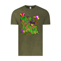 Vintage Olive Louisiana Map Mardi Gras Vintage Tee - HowdyJamesFarm