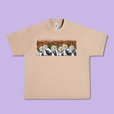 Cowhide Leopard Daisies Urban Heavy Tee Designed By Tumblerdesignbyshophia