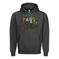 Charcoal Heather let's go camping Zipper Hoodie - CowhideDigitalArt