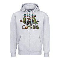 Heather Grey let's go camping Zipper Hoodie - CowhideDigitalArt
