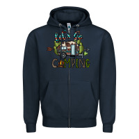 Navy let's go camping Zipper Hoodie - CowhideDigitalArt