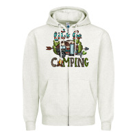 Oatmeal Heather let's go camping Zipper Hoodie - CowhideDigitalArt