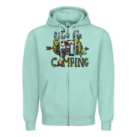 Seafoam let's go camping Zipper Hoodie - CowhideDigitalArt
