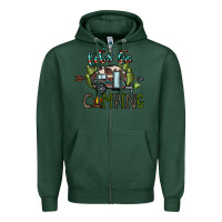 Sports Green let's go camping Zipper Hoodie - CowhideDigitalArt