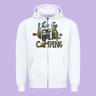 Let's Go Camping Zipper Hoodie Designed By Cowhidedigitalart