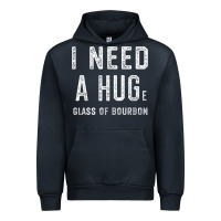 Navy I Need a HUGe Glass of Bourbon T Shirt Bourbon Gifts for Him Urban Hoodie - minhPixels
