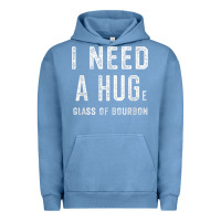 Pigment Pebble Blue I Need a HUGe Glass of Bourbon T Shirt Bourbon Gifts for Him Urban Hoodie - minhPixels