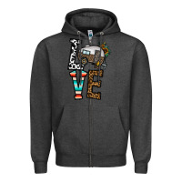 Charcoal Heather love caravan Zipper Hoodie - CowhideDigitalArt