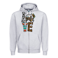 Heather Grey love caravan Zipper Hoodie - CowhideDigitalArt