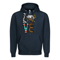 Navy love caravan Zipper Hoodie - CowhideDigitalArt
