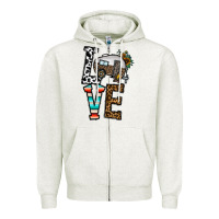 Oatmeal Heather love caravan Zipper Hoodie - CowhideDigitalArt