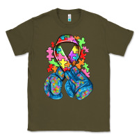 Army Green autism awareness with boxing gloves Classic Tee - NancyCooperArtShop