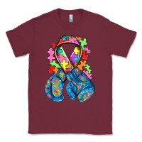 Burgundy autism awareness with boxing gloves Classic Tee - NancyCooperArtShop
